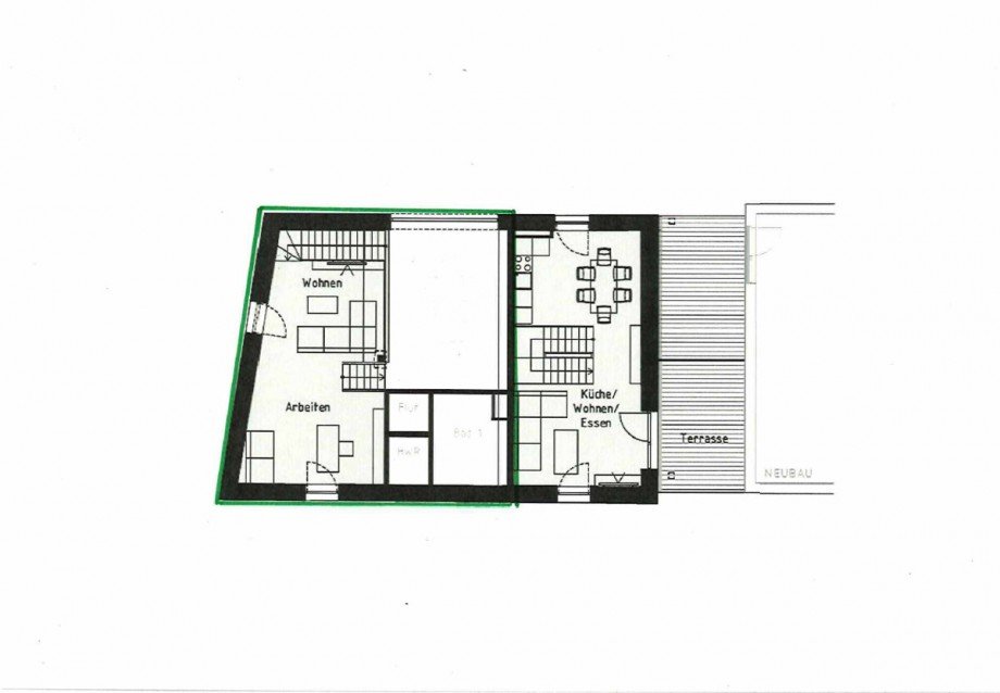 Grundriss Zwischengeschoss Maisonettewohnung Bruchsal / Obergrombach