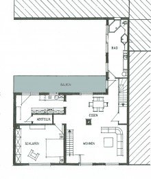 Grundriss Obergeschoss Mehrgenerationenhaus mit separatem Nebengeb�ude, Balkon und idyllischem Garten