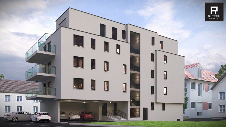 Ansicht S�d Ost Etagenwohnung Bruchsal