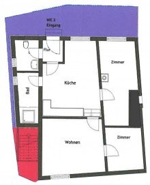 Grundriss Erdgeschosswohnung mit Veranda