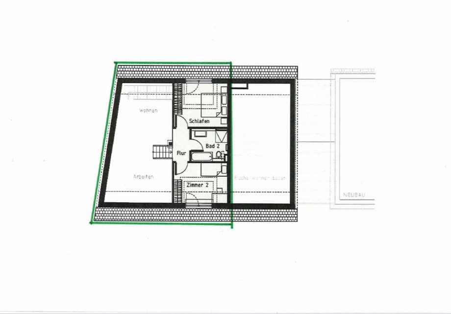 Grundriss Dachgeschoss Maisonettewohnung Bruchsal / Obergrombach