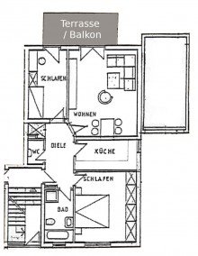 Grundriss Charmante 3-Zimmer-Wohnung mit eigenem Garten in ruhiger Lage