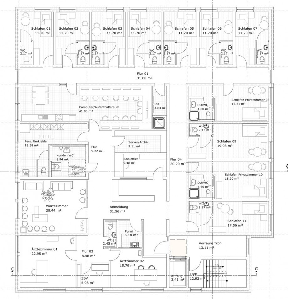 Grundriss Obergeschoss Praxis Bad Sch�nborn