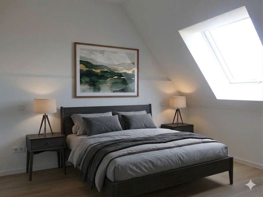 Schlafzimmer (m�gliche Einrichtung) Etagenwohnung Wagh�usel