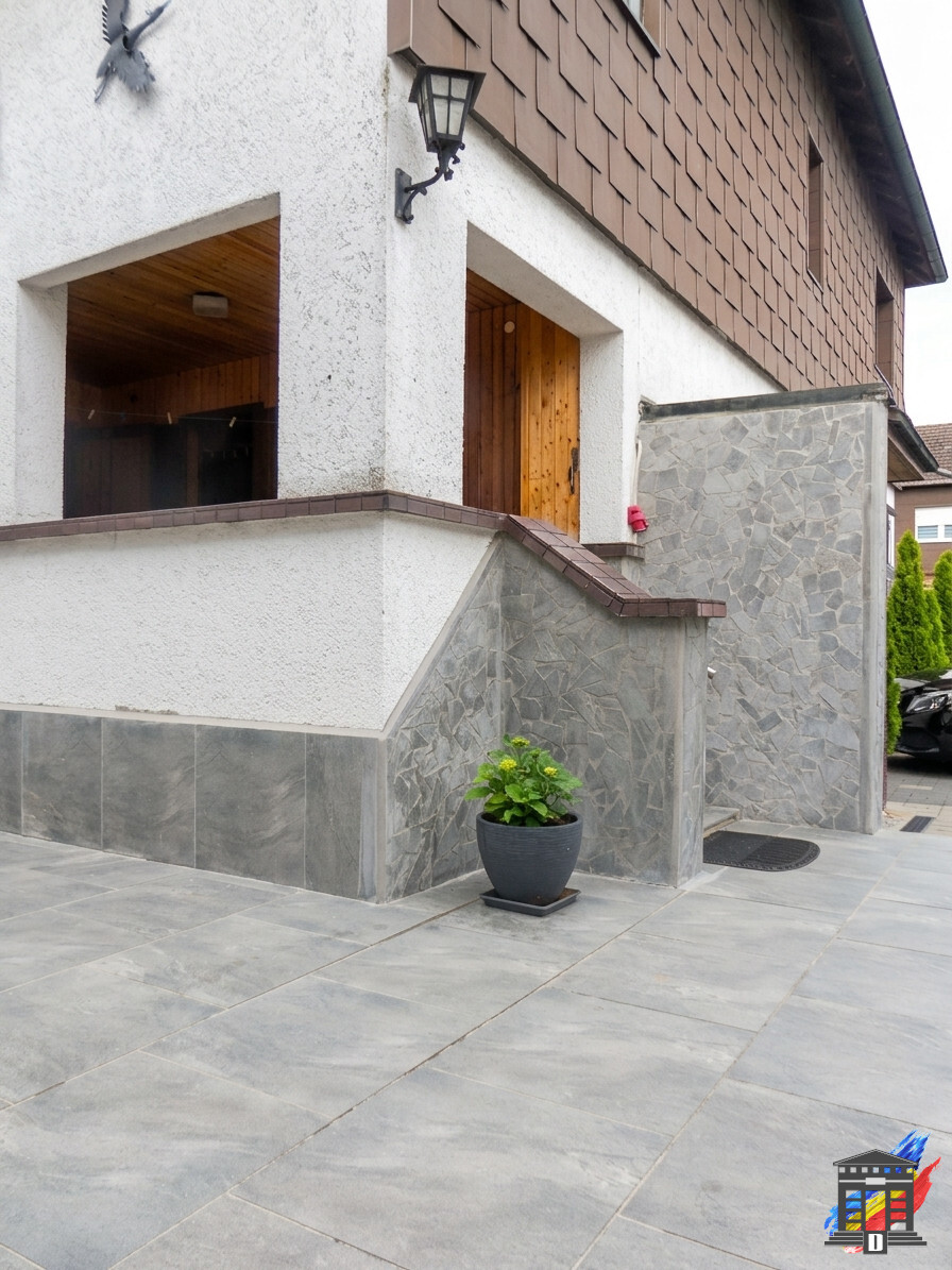 Blick zur Loggia Zweifamilienhaus Wagh�usel