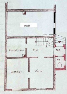 Grundriss Erdgeschoss Einfamilienhaus mit gro�em Grundst�ck und Ausbaupotential