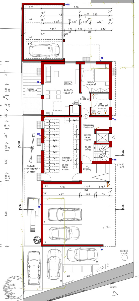 Grundriss Erdgeschoss Etagenwohnung Bruchsal