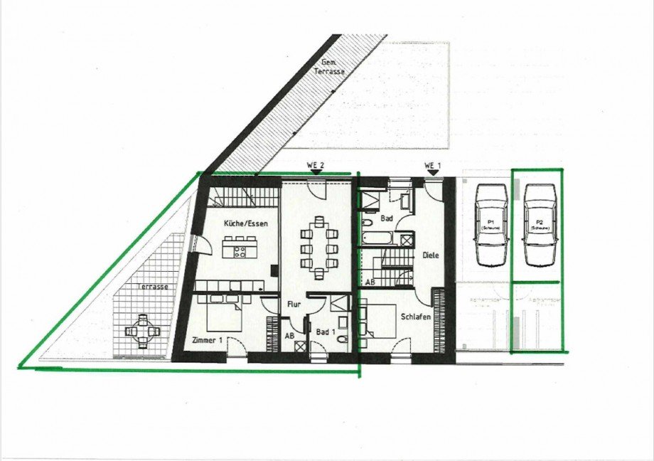 Grundriss Erdgeschoss Maisonettewohnung Bruchsal / Obergrombach